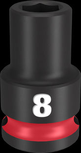 Milwaukee SHOCKWAVE Impact Duty Series 49-66-6132 Shallow Impact Socket, 8 mm Socket, 3/8 in Drive, Square Drive